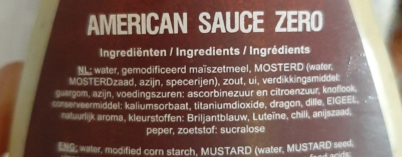 American sauce zero - Ingredients