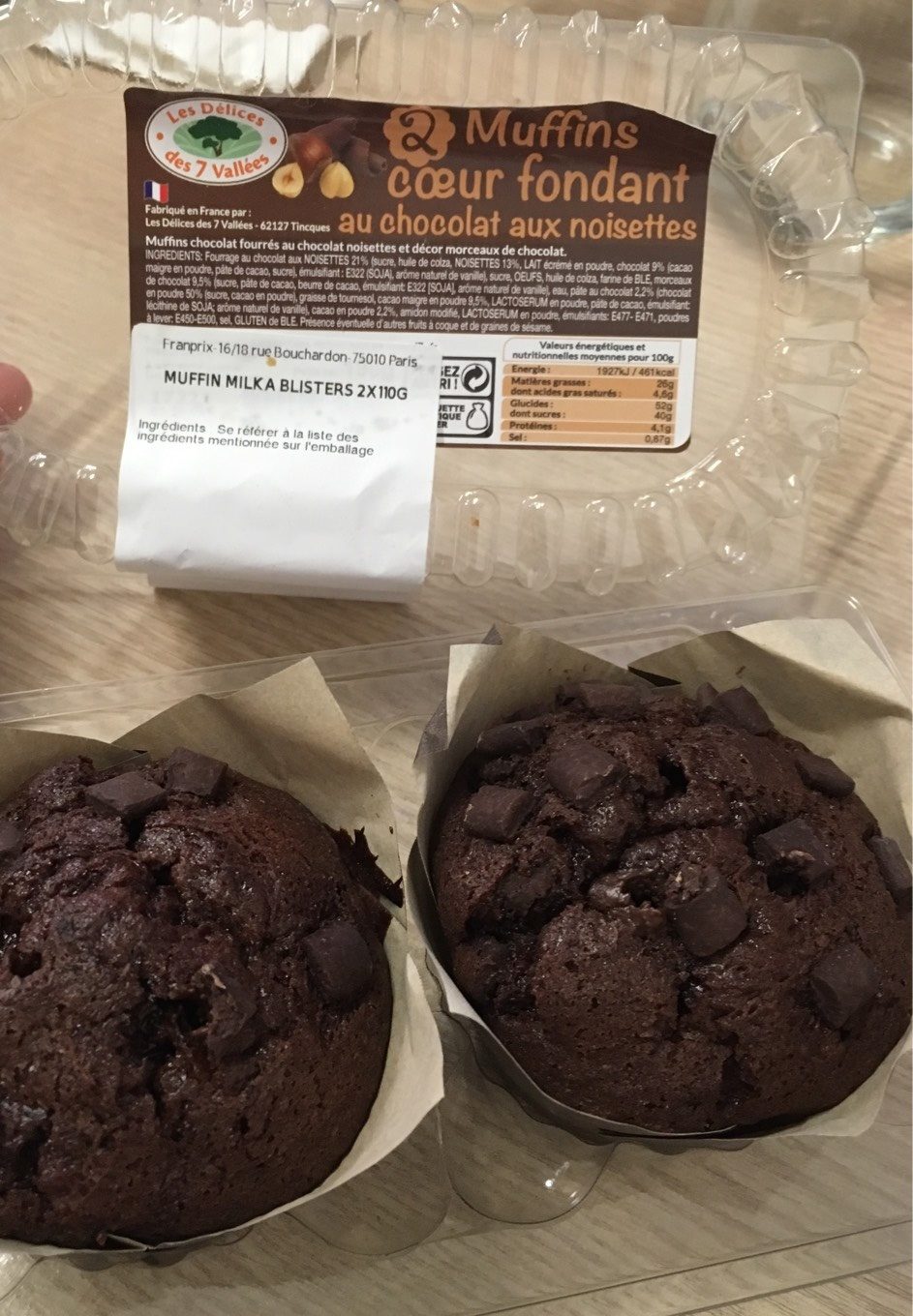 2 muffins Cœur Fondant au Chocolat aux Noisettes - Product - fr