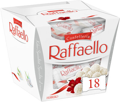 Raffaello fines gaufrettes enrobees de noix de coco fourrees noix de coco avec amande entiere ballotin de 18 pieces - Produit