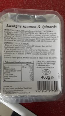 Lasagne Saumon Épinards - Ingrédients