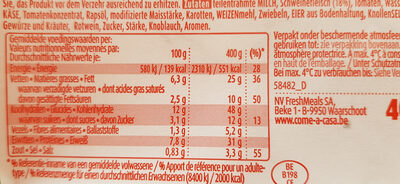 Lasagne bolognese - Nutrition facts - fr