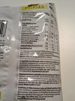 Chips Pickles 40G - Tableau nutritionnel