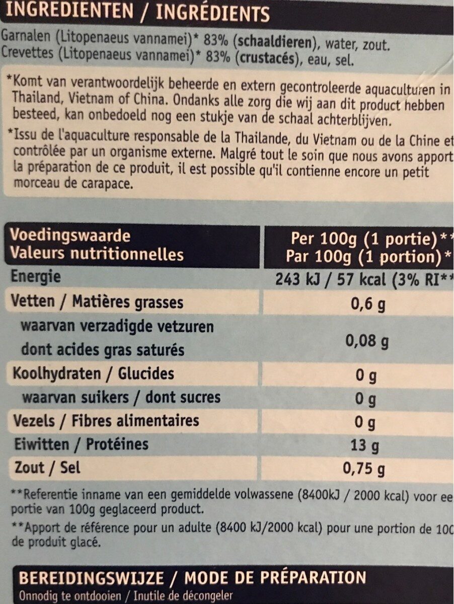 Crevettes - Voedingswaarden - fr