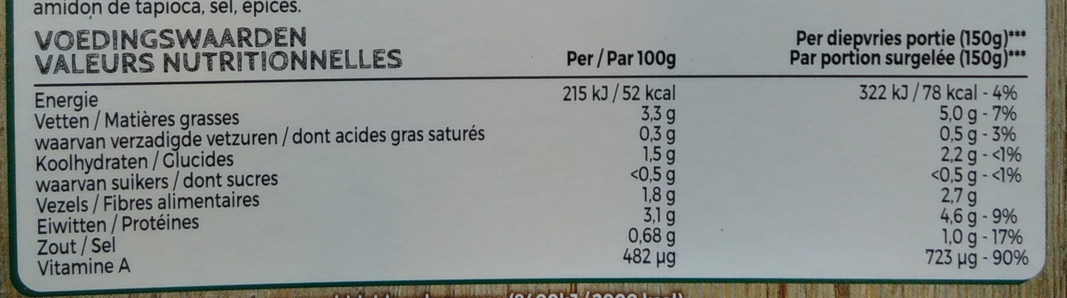 Epinards hachés avec Alpro - Voedingswaarden - fr