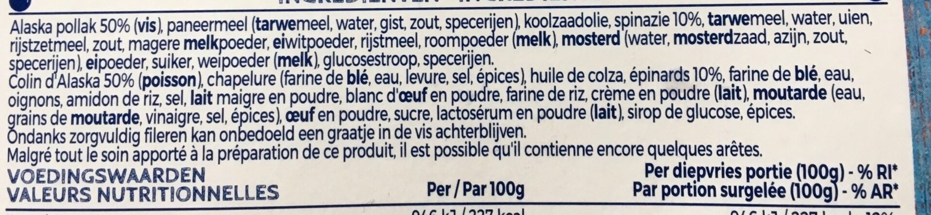Kombinos épinards iglo - Ingredientes - fr