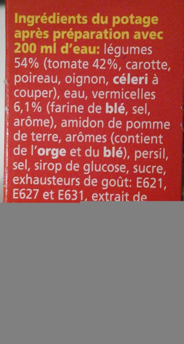 Tomates légumes vermicelles - Ingrediënten - fr