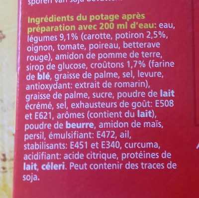 Soupes Instantanées Royco Suprême De Potiron 20 Unités - Ingrediënten