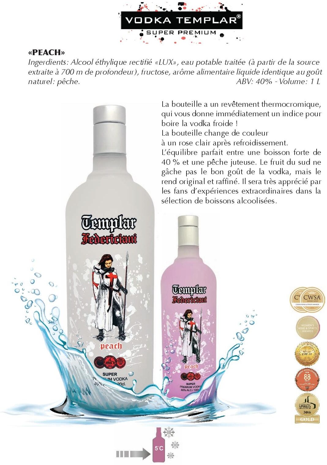 Vodka Templar Peach - Product - fr