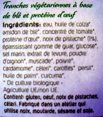 Pistache Vegetarian - Ingrediënten - fr