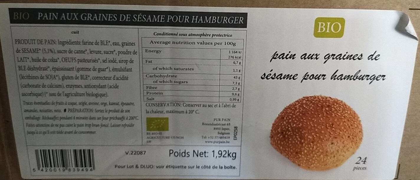 Pain aux graines de sésame pour hamburger - Product - fr