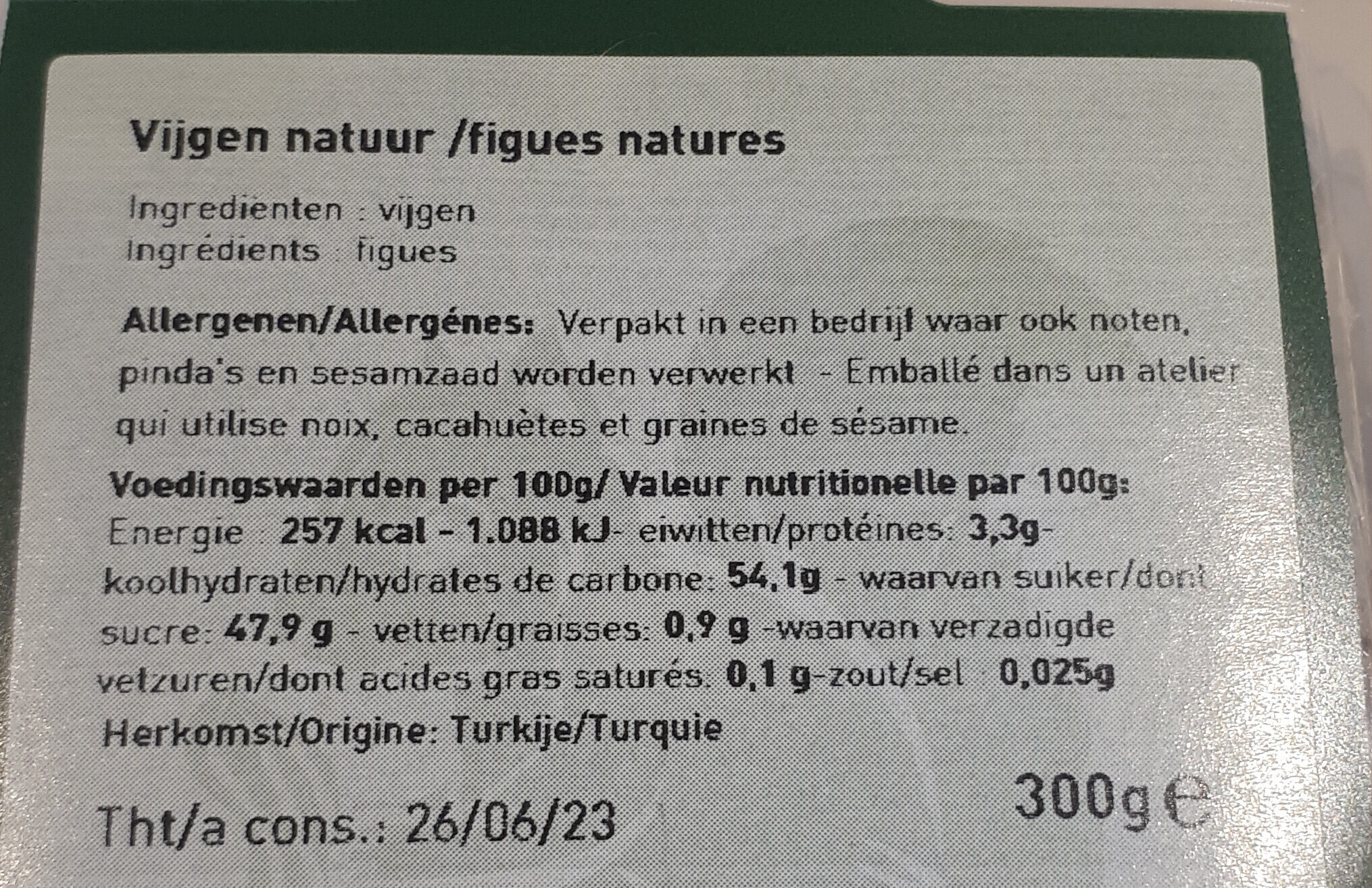 vijgen - Tableau nutritionnel - nl