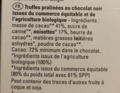 Truffes pralinées Noir - Ingrediënten - fr