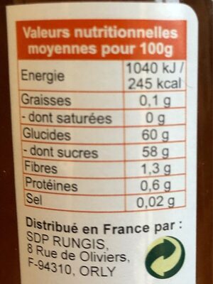 Marmelade - Voedingswaarden - fr