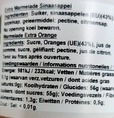 Orange marmelade extra - Voedingswaarden - fr