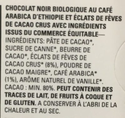 Chocolat noir 80 % cacao - Ingredienser - fr