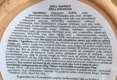Grill houmous - Tableau nutritionnel