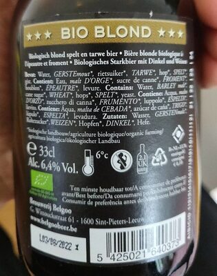 Bio Blond - Tableau nutritionnel