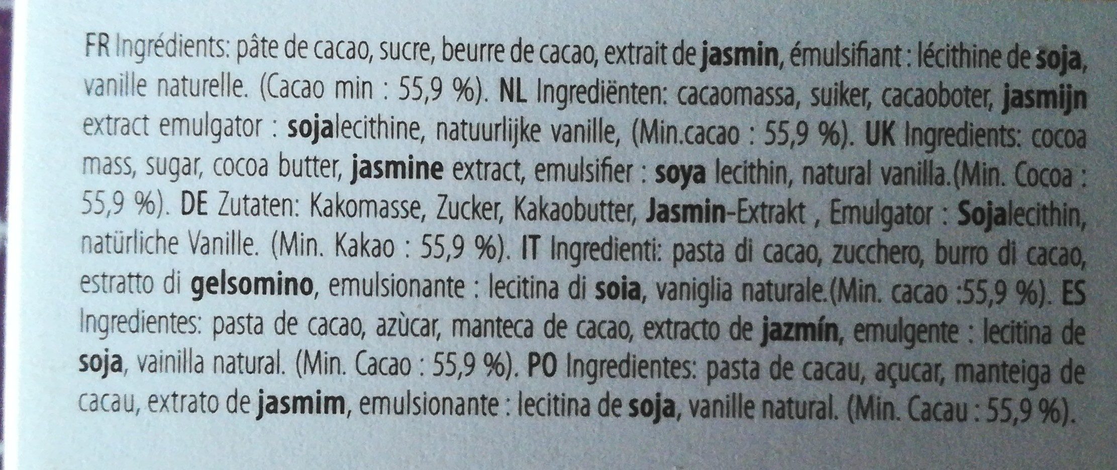 Chocolat noir jasmin de chine - Ingredients - fr