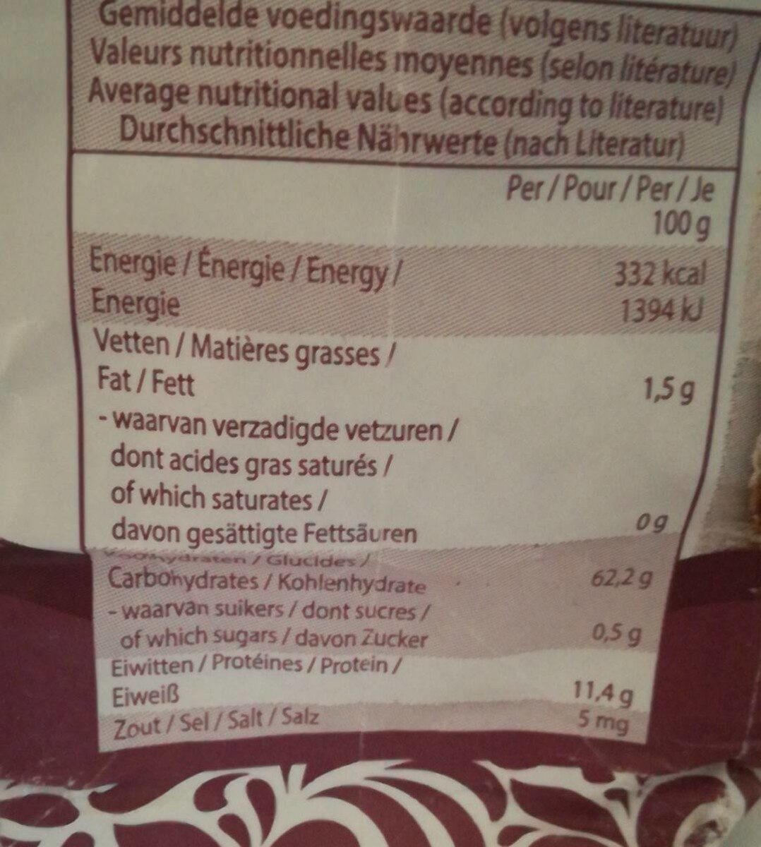 Farine intégrale - Nutrition facts - fr