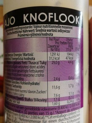 Knoflook Sauce - Nährwertangaben