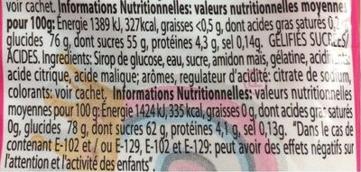Tranches pastèque acides - Voedingswaarden - fr
