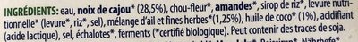 Ail & Fines Herbes - Alternative végétale au fromage à tartiner, à base de noix de cajou - Ingrédients