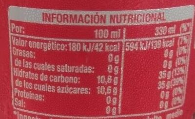 Coca-Cola - napój gazowany o smaku cola - Información nutricional