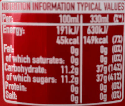 Coca-Cola cherry - Valori nutrizionali - en