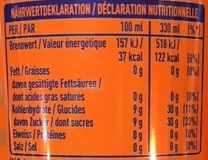 Безалкохолна газирана напитка с портокалов сок - Tableau nutritionnel