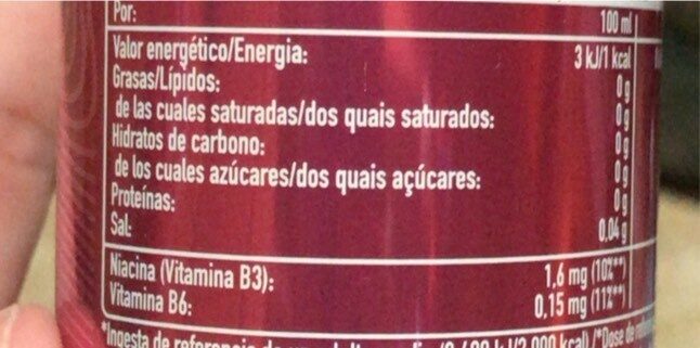 Coca cola Energy cherry sin azucar - Informació nutricional - es