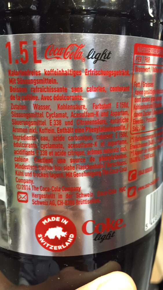 Coca light 1.5l - Ingrediënten - fr