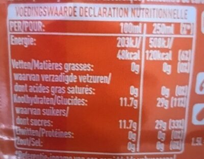 Fanta orange 1.5l - Tableau nutritionnel