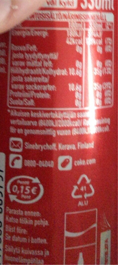 Coca-cola Cola - 125 Years Coca-cola - Ravintosisältö