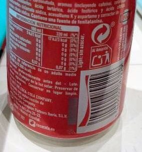 Coca Cola light limón - Informació nutricional - es