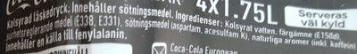 Coca cola zero sucre - Ingredienser