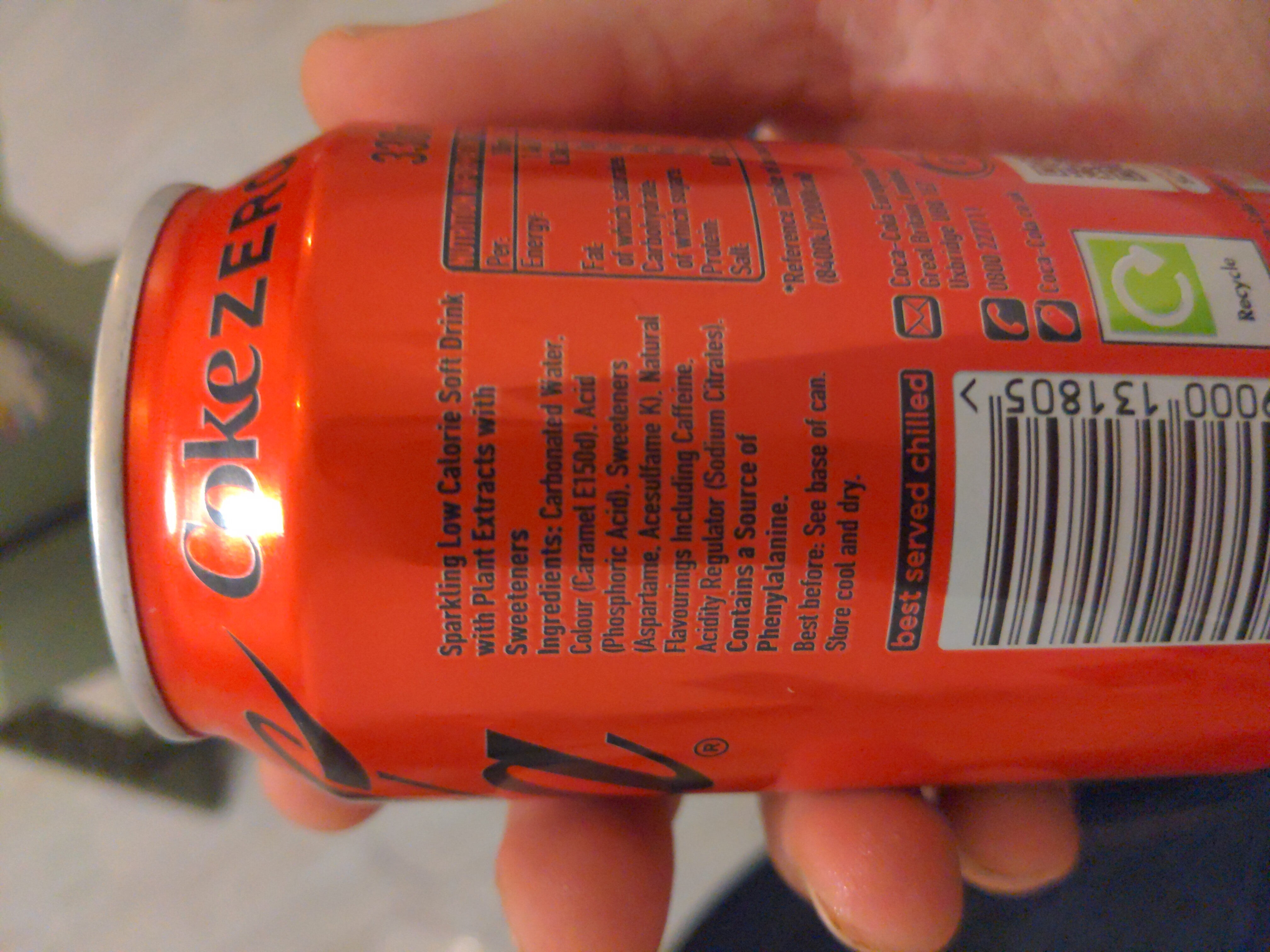 Coca cola 330 zero - Ingredienser - en