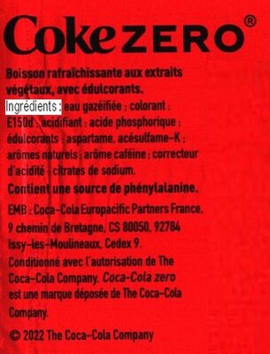 Coca-Cola Zero - Ingredientes