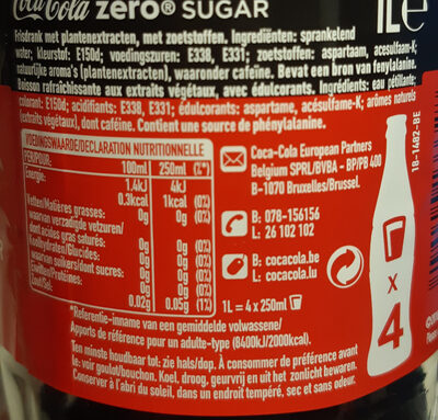 Coca cola 1 litre zero 100da - Ingrediënten