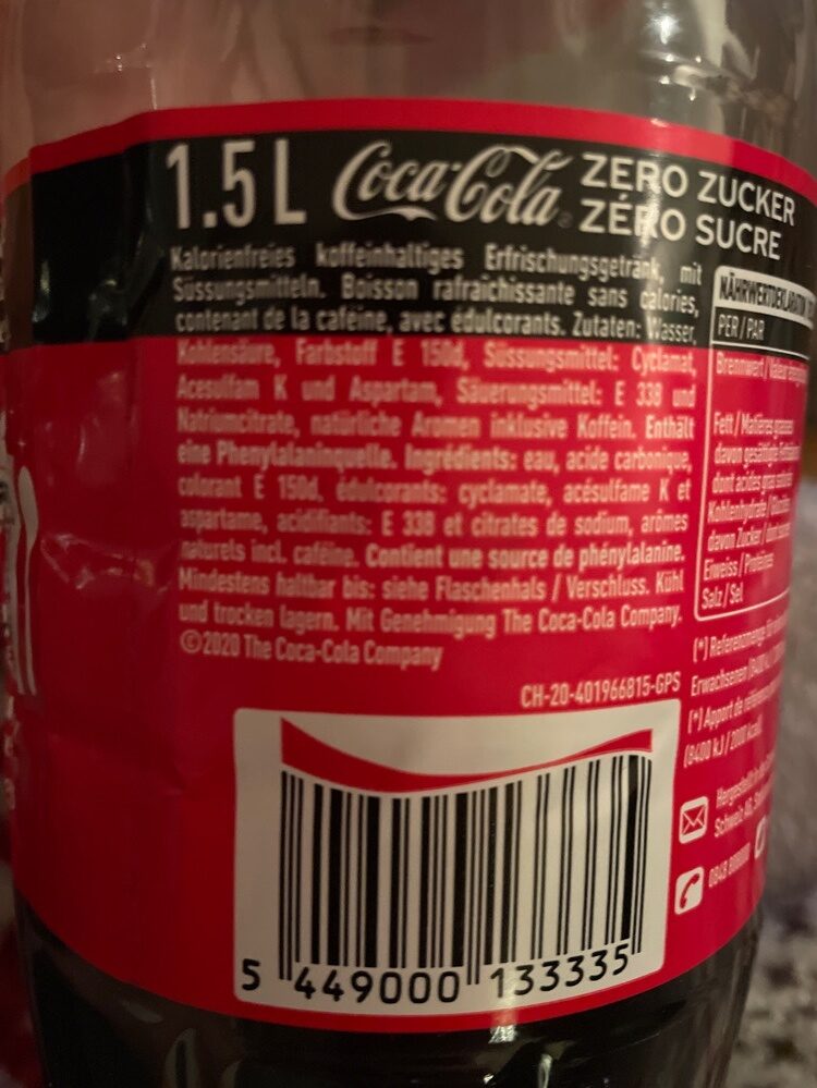 Cola Zero - Składniki - de