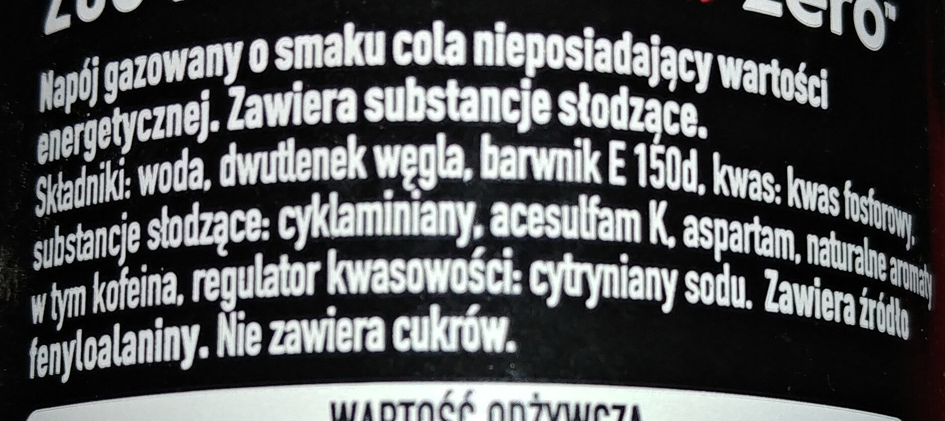Napój gazowany o smaku cola - Ingrediënten - pl