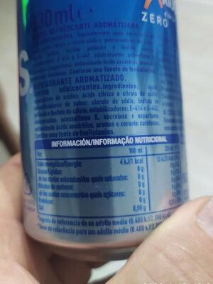 Aquarius zero azucar - Tableau nutritionnel