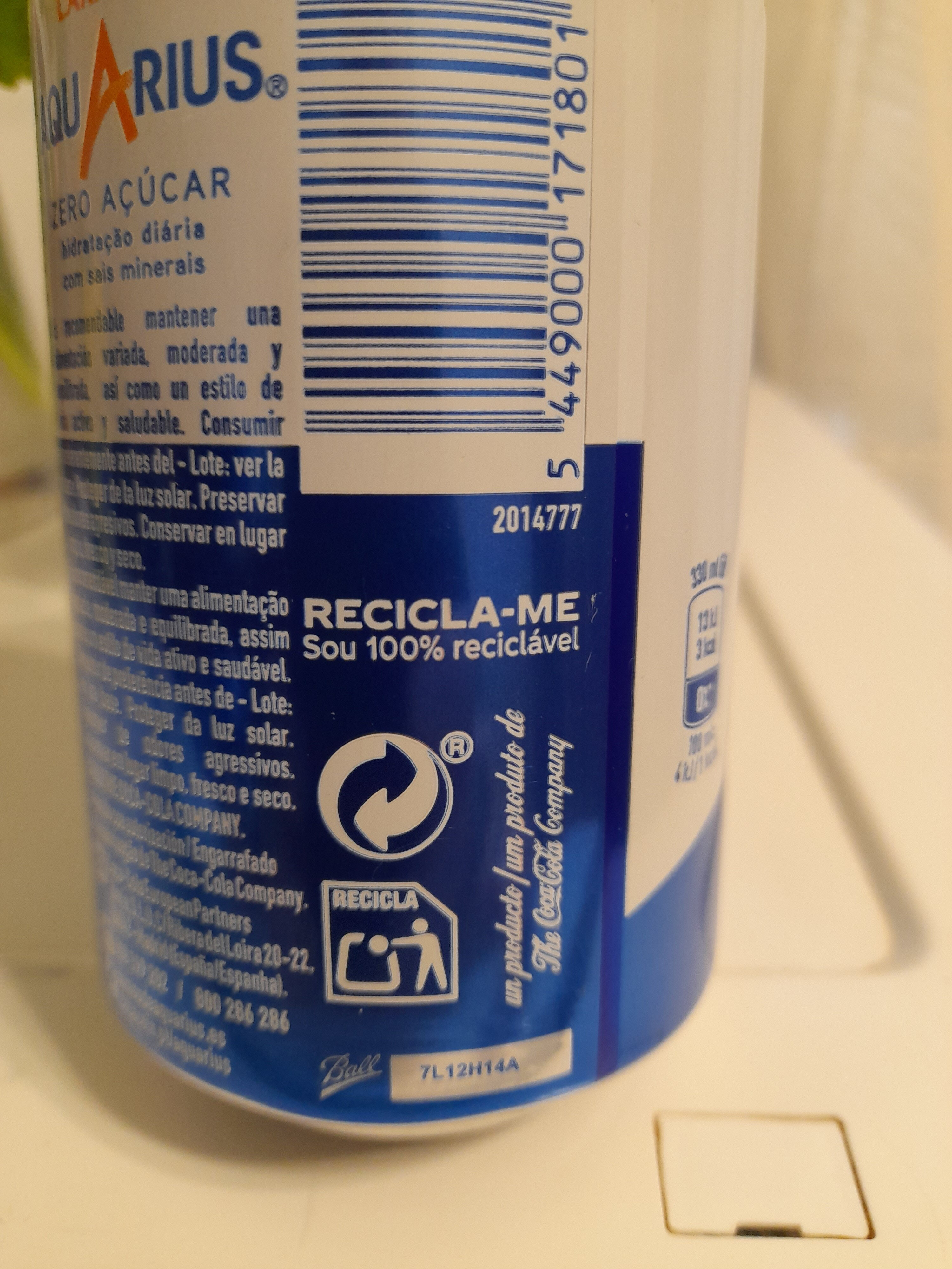 Aquarius Naranja - Recycling instructions and/or packaging information
