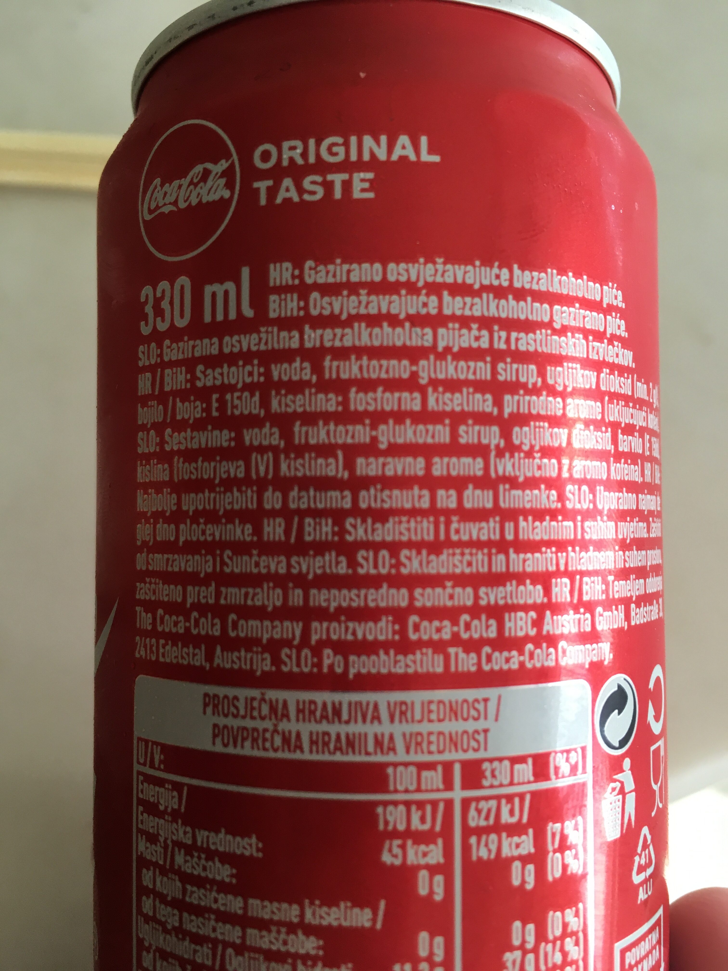 Coca-cola goût original - المكونات - en