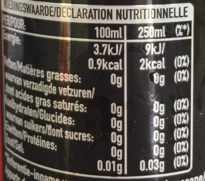 Coca zero lemon - Tableau nutritionnel