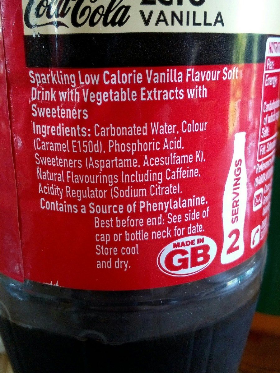 Coca zero vanille - Ingrédients