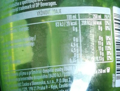 Green ice tea - Informació nutricional - fr