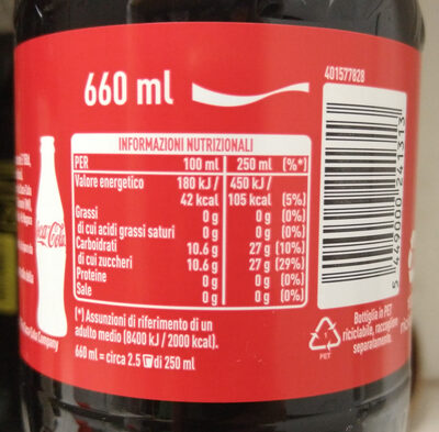 Coca-Cola - حقائق غذائية - it