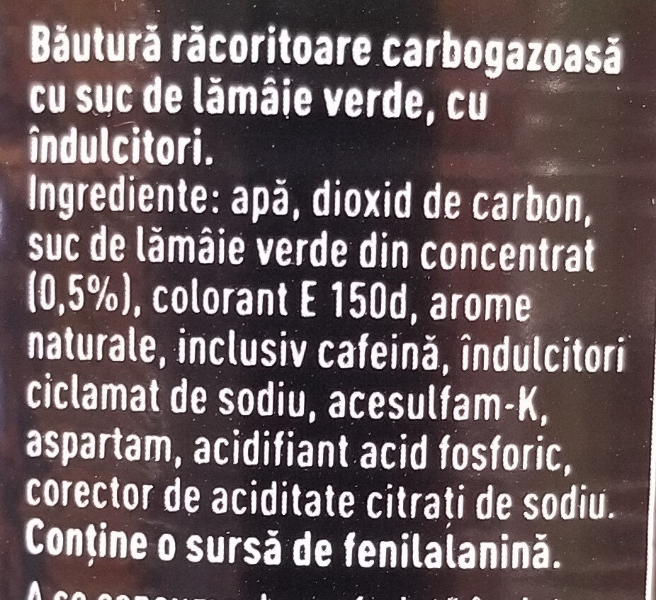 Coca Cola lămâie verde - Ingredients - ro