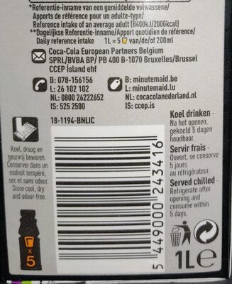 Minute Maid Orange - Instruction de recyclage et/ou informations d'emballage