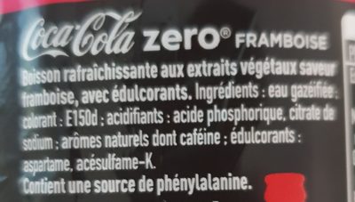 Coca-Cola Saveur Framboise Zéro Sucres - Ingredients - fr